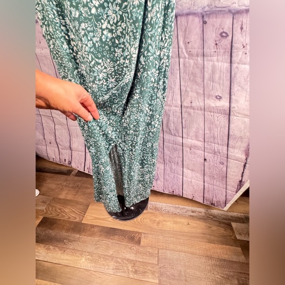 MADEWELL Puff Sleeve Sweetheart Neckline Green Ditsy Floral Midi Dress size 14 - Picture 11 of 16